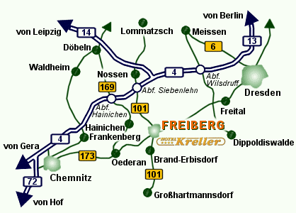 Anfahrt Freiberg