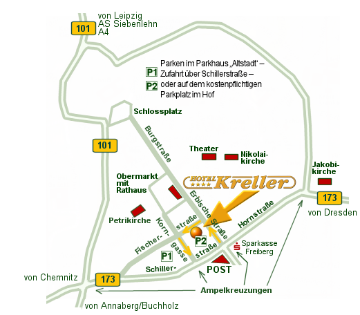 Anfahrt in Freiberg